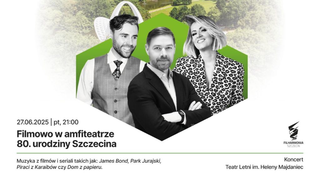 Filmowo w amfiteatrze - koncert muzyki filmowej w Szczecinie, organizowany przez Filharmonię