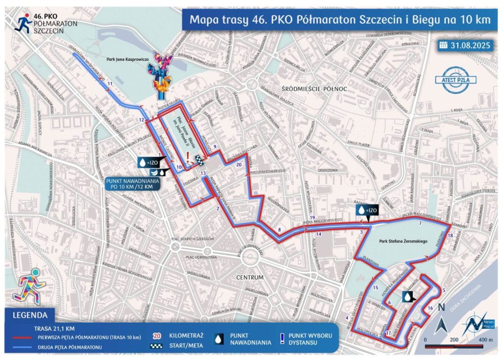 Mapa Trasa Szczecin Półmaraton 2025