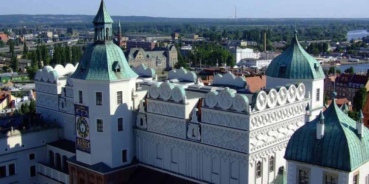 obraz przedstawia fragment Muzeum Zamkowego w Szczecinie- Zamku Książąt Pomorskich