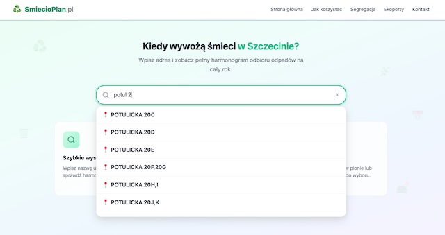 Smiecioplan.pl - wyszukiwarka