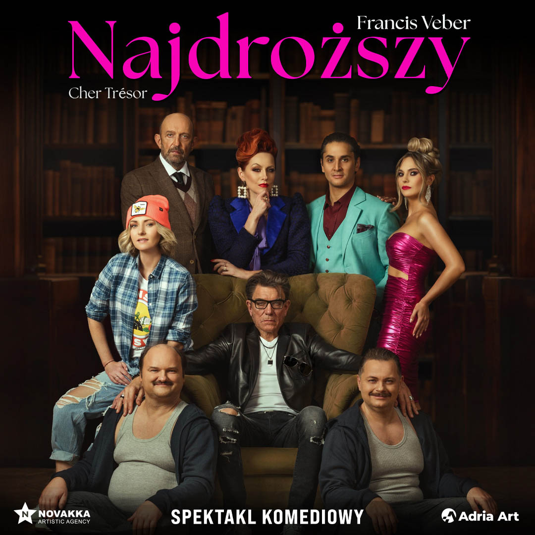 Zdjęcie przedstawia plakat spektaklu komediowego Najdroższy