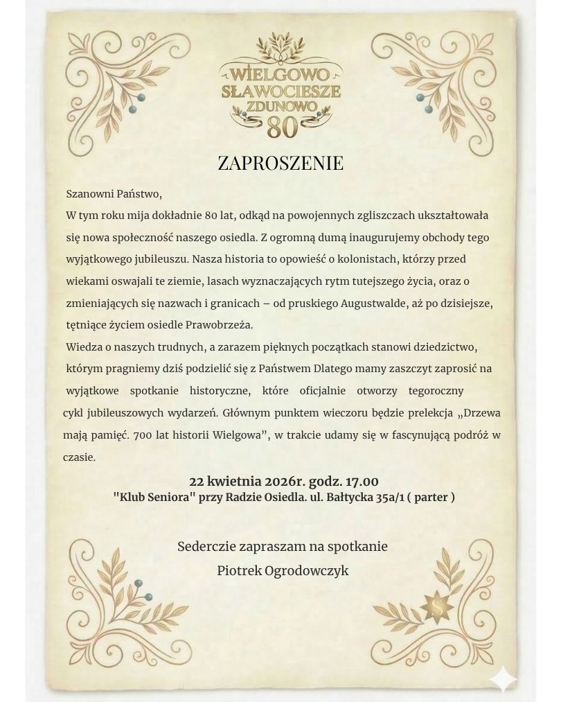 80-lat Wielgowa zaproszenie