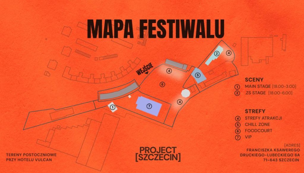 mapa festiwalu hiphop Project.Zs w Szczecinie