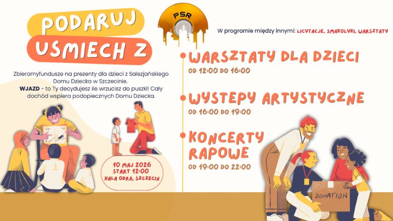#PODARUJUSMIECHZPSR wraca do Szczecina. 10 maja Hala Odra wypełni się muzyką i chęcią niesienia pomocy dzieciakom!
