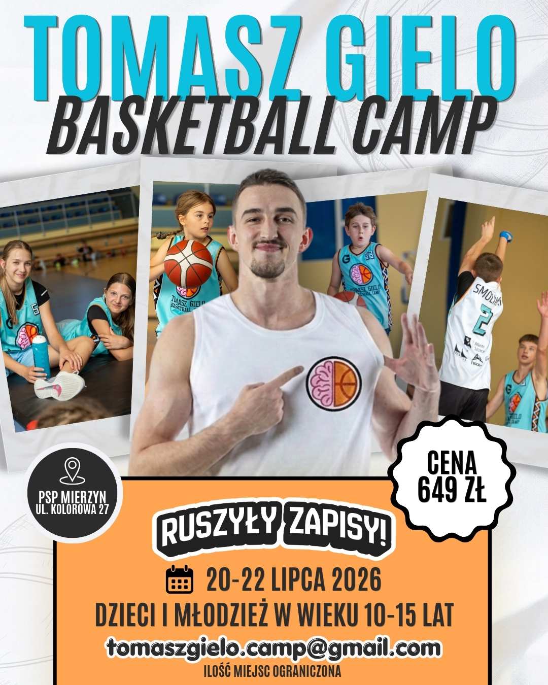 Tomasz Gielo Basketball Camp 2026 w Mierzynie. Koszykarska półkolonia