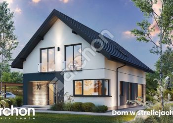 Dom w strelicjach 4 (E) – nowoczesny projekt domu z poddaszem użytkowym i gabinetem na parterze
