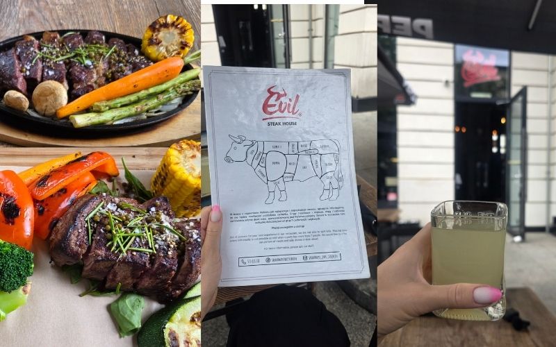 Potrawy, menu z grafiką i lemoniada