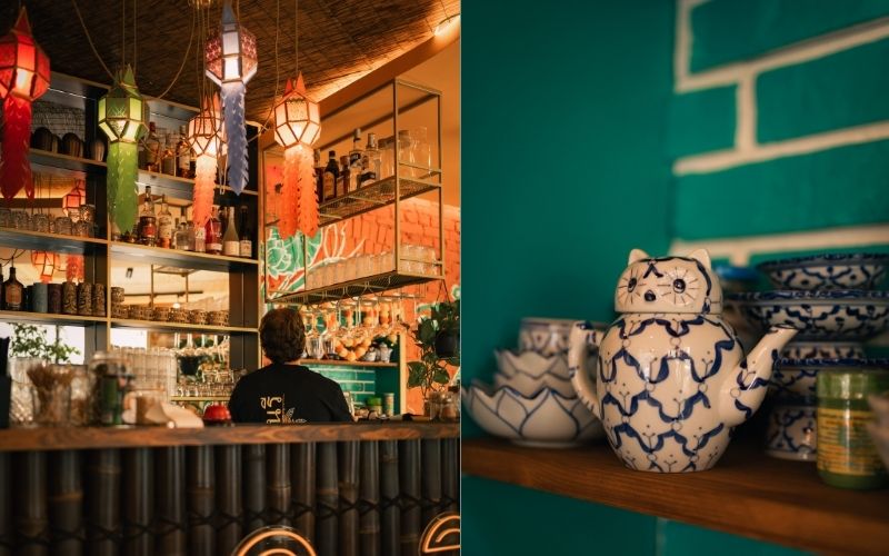 Restauracja Kinnari w środku, ręcznie malowana porcelana