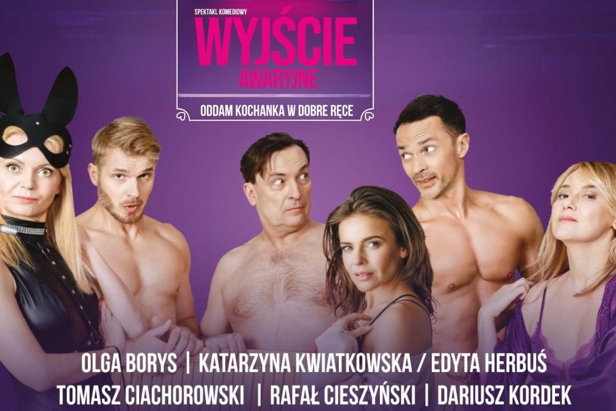 Grafika spektaklu Wyjście awaryjne z obsadą