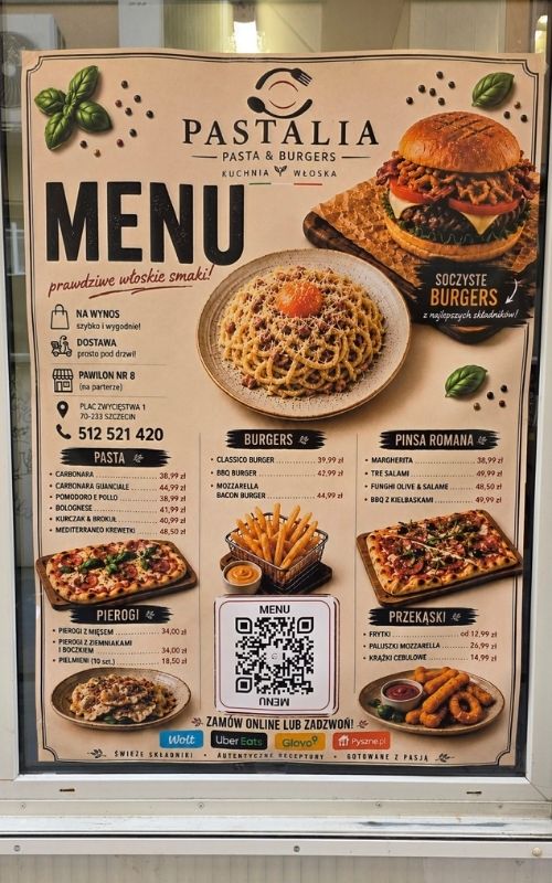 Menu Pastalia