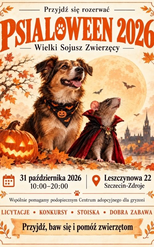 Psialoween w Szczecinie. Halloweenowa akcja pomoże podopiecznym Domu Gryzoni